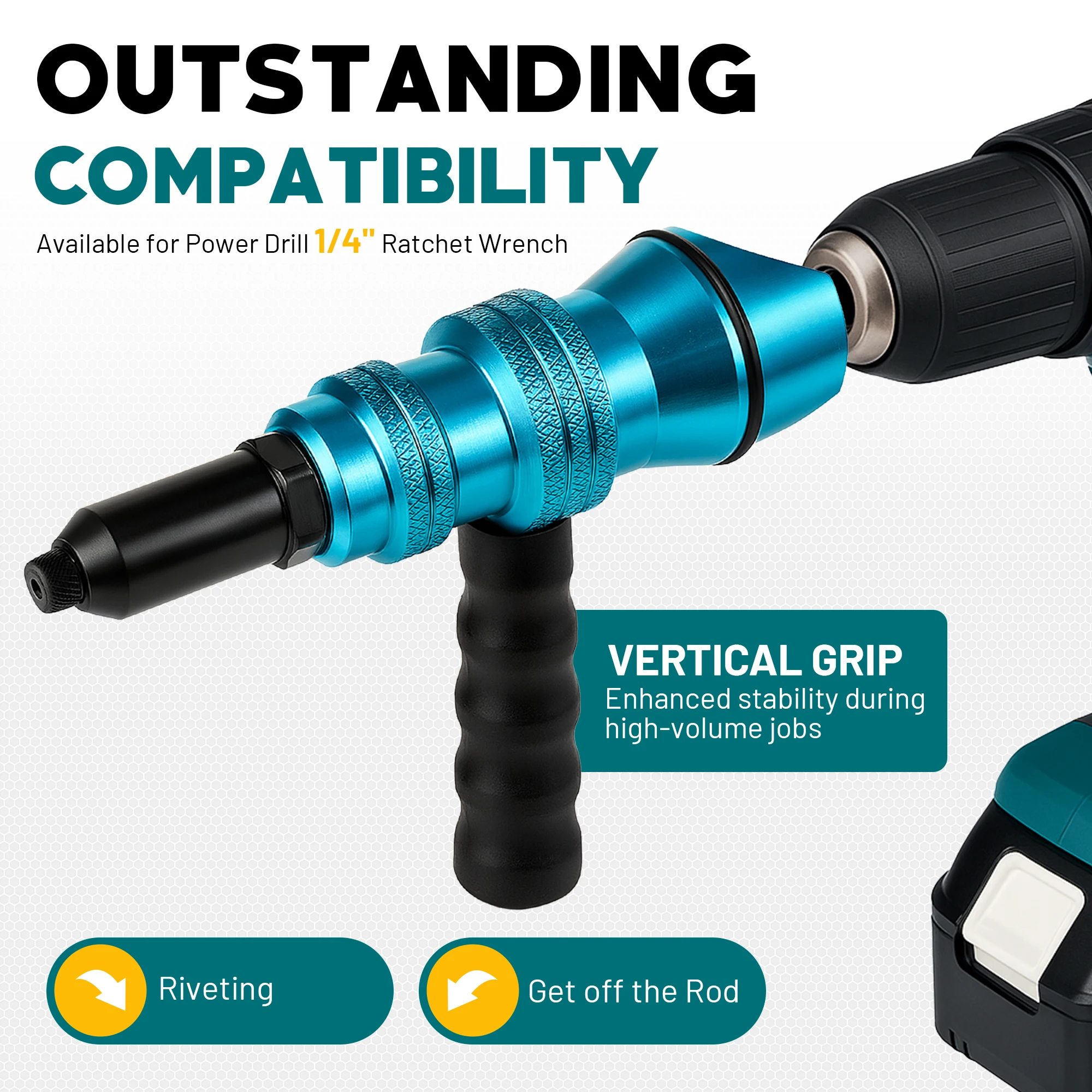 Rivet Gun Adapter Attachment For Electric Drill and Cordless Electric Power Drill Easy processing For Pop Rivets