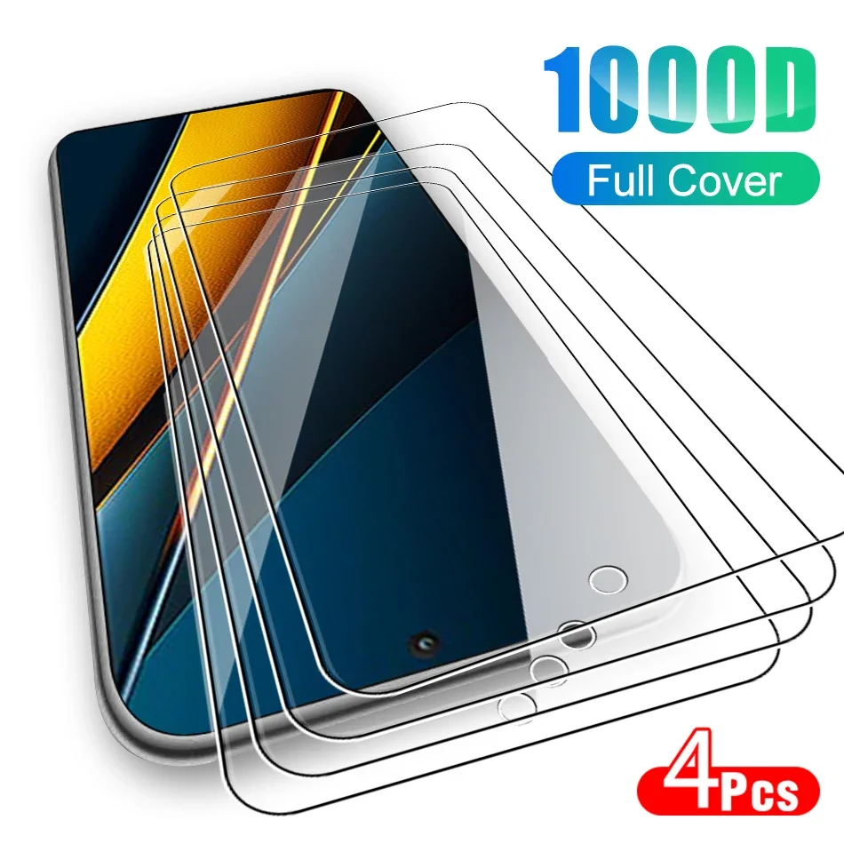 4 stücke Volle Abdeckung Screen Protector Für POCO X3 X4 X5 X6 Pro X3 X4 F3 F4 F5 GT M4 M3 M6 Pro gehärtetem Glas Für POCO X3 Nfc X6 Neo – Detail 1