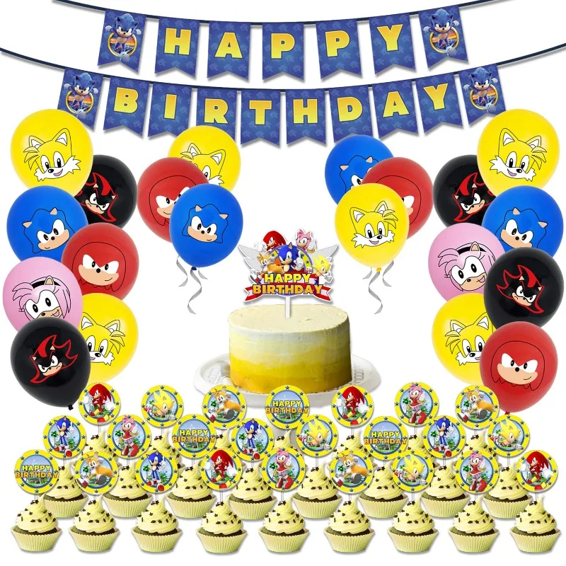 

New Cartoon Balloon Sonic Knuckles Miles Prower Shadow Silver Amy Rose Children's High-value Birthday Party Decoration Supplies