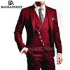 3 Pieces Men Suits Set Fashion New Men's Formal Business/Wedding Suits Peak Lapel One Button Blazer Vest Pants for Party