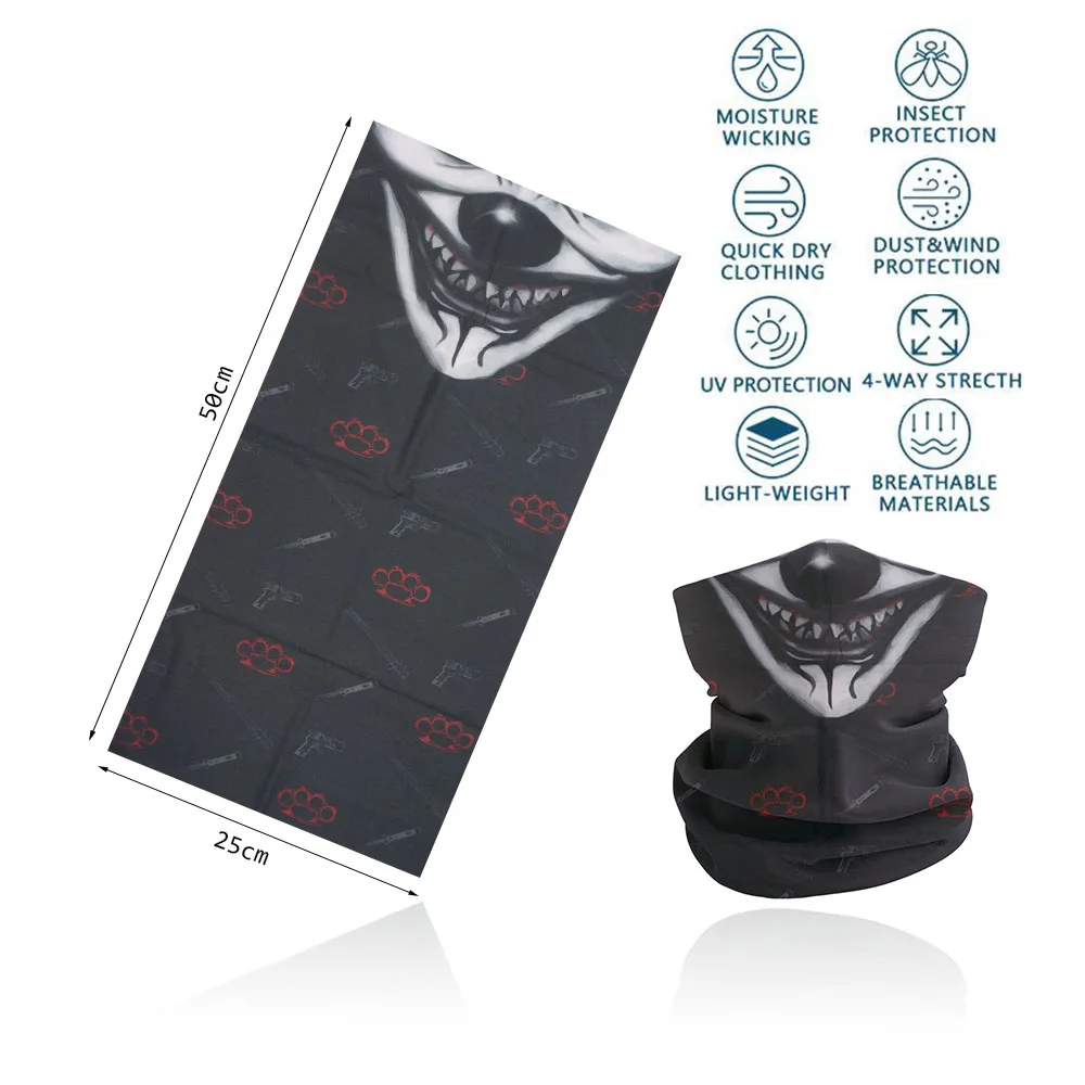 Clown Face Cover for Men Women Dustproof UV Protect Quickdry Neck Gaiter Art Printing Balaclava Cycling  Hiking Undercap Bandana 2