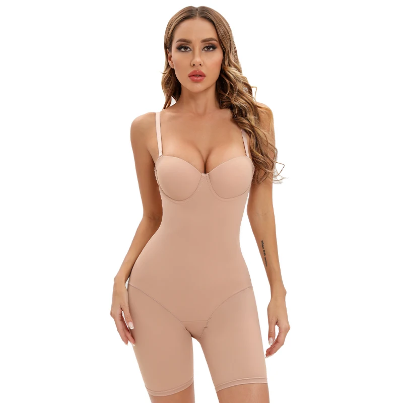 Women Body Shaper Bodysuit Skinny Romper Shapewear With Underwire Cup Stretch Body's Black Jumpsuit