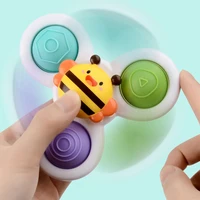 3pcs Children's Cartoon Animal Suction Cups Press And Rotate, Happy Baby Fingertips, Top Table, Rotating Flower Toys 2