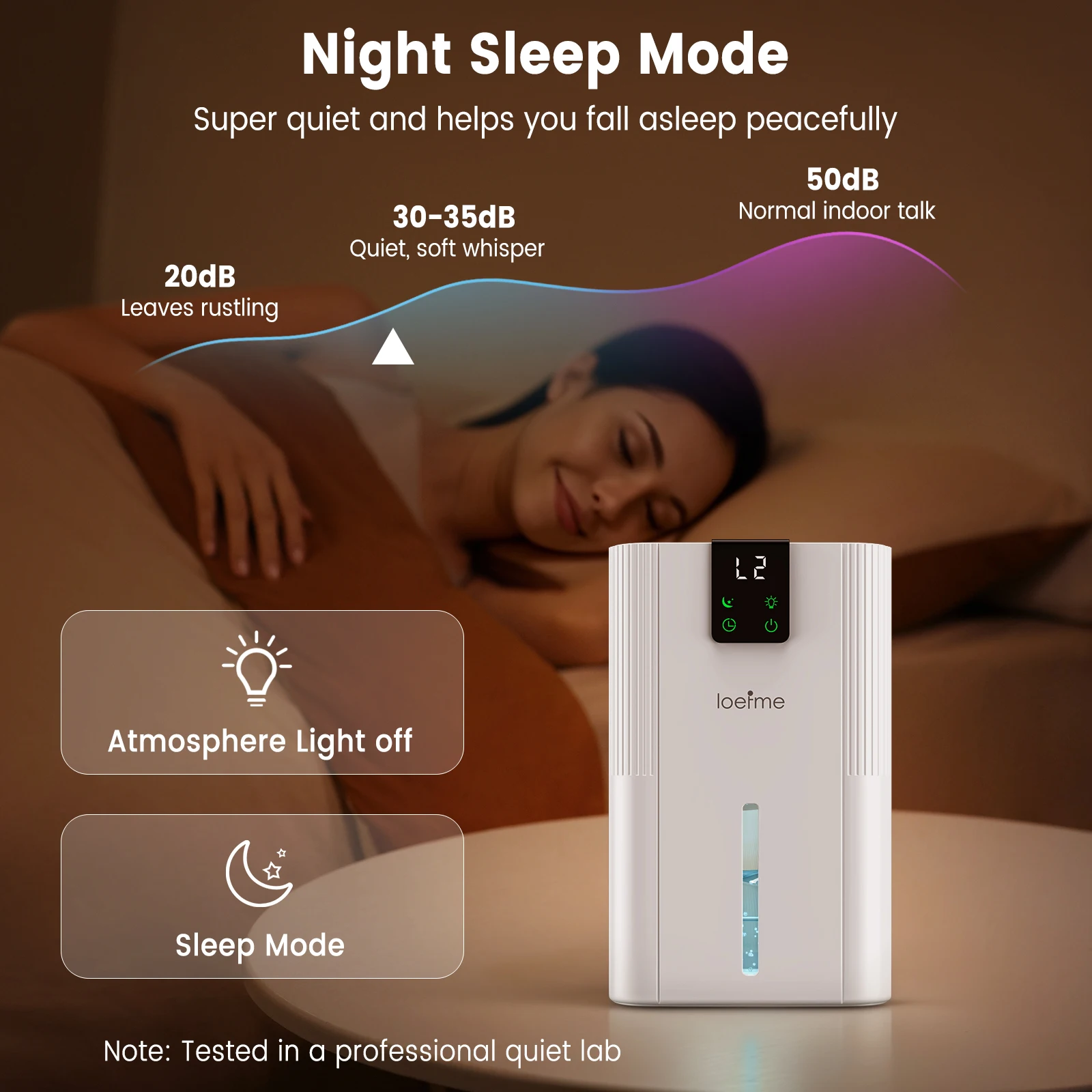 LOEFME 750ML/24H déshumidificateur d'air Portable 2800ML déshumidificateur économie d'énergie maison avec 7 lumière tactile affichage fonction de dégivrage 2