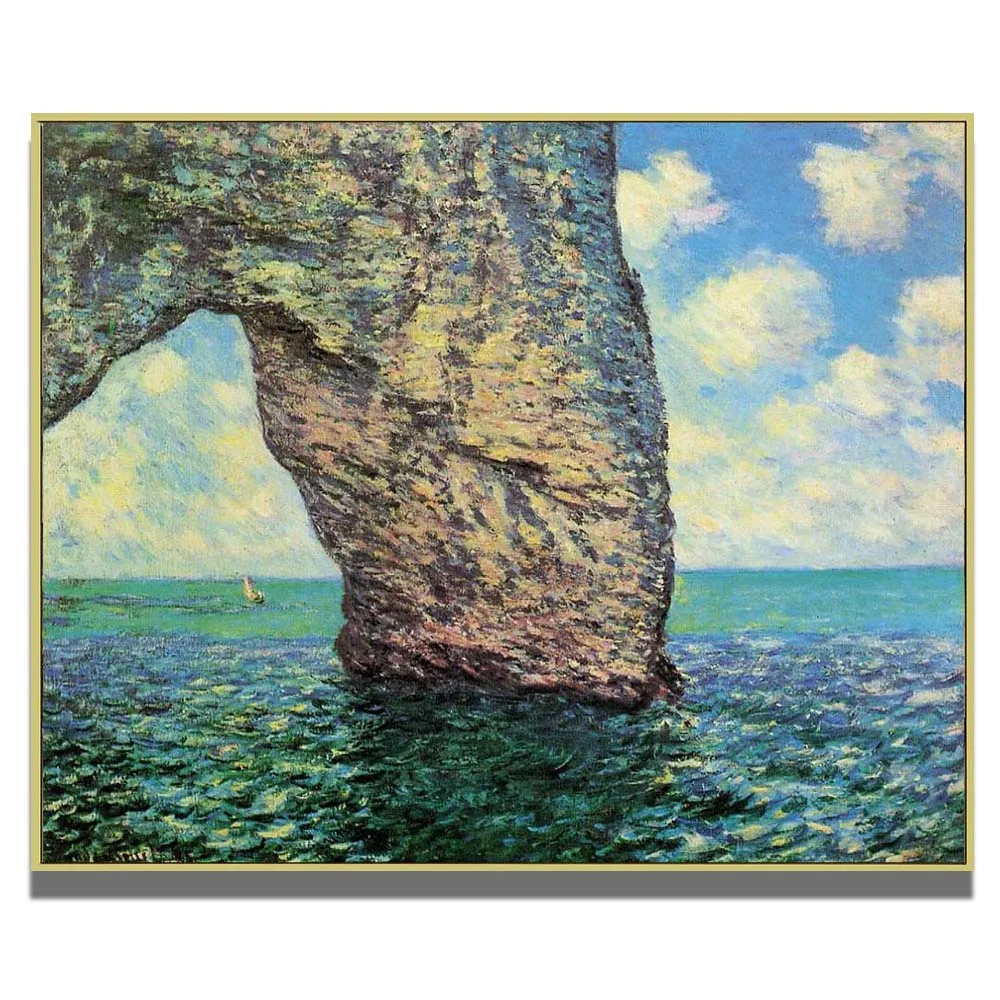 

Hand painted high quality reproduction of The Manneport at High Tide by Claude Monet seascape oil painting home decor picture