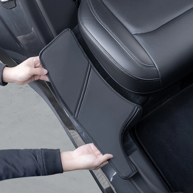 Auto-Türschwellenschutz-Set für Tesla Model Y, Mikrofaser-Leder, kratzfest, Kick-Pad, Schwellenschutz, Schutzstreifen für den Innenraum – Detail 1