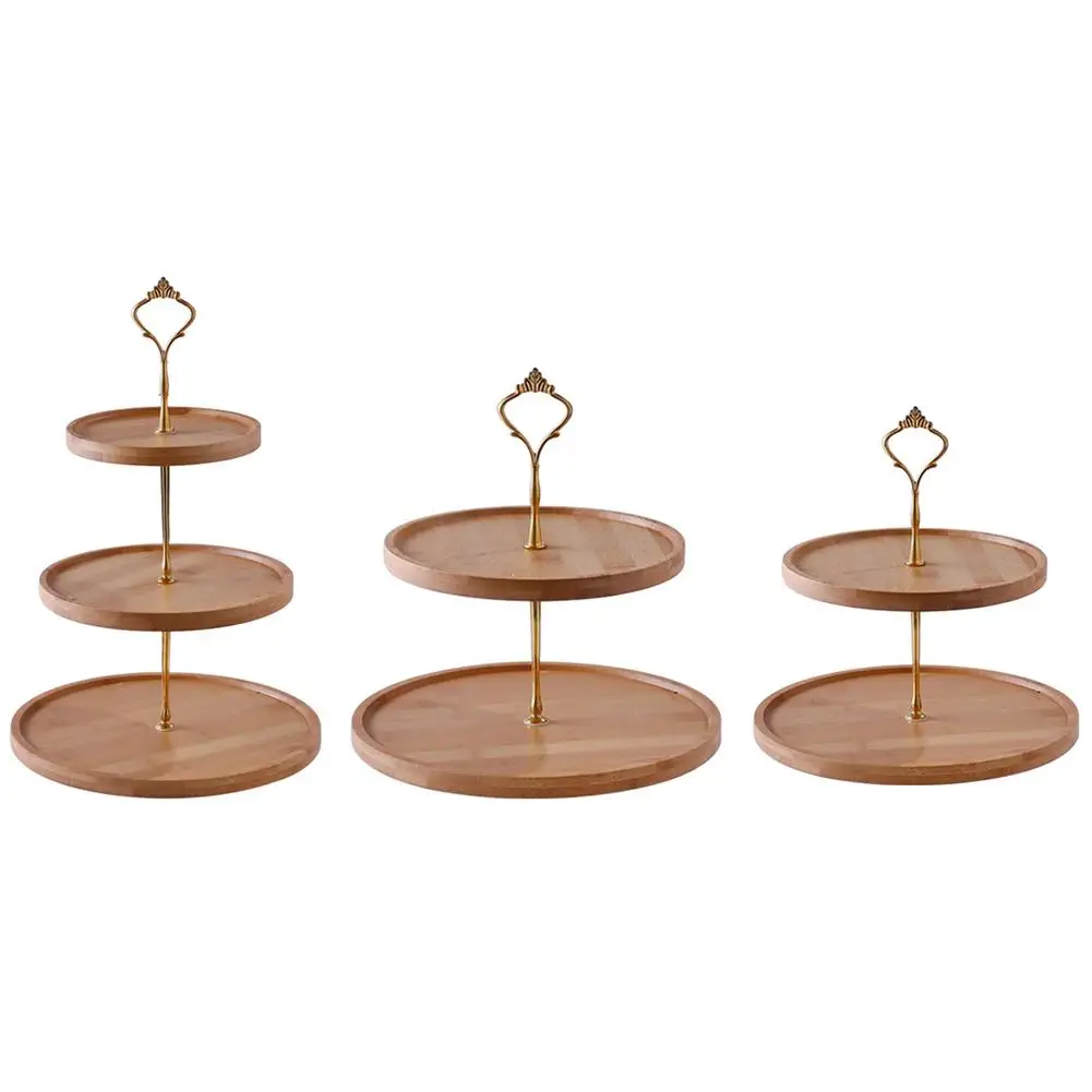 

2/3 Layers Natural Bamboo Fruit Tray Innovative Snack Rack Stand Dessert For Afternoon Tea Table DecorationCake Serving