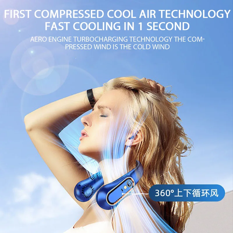 Hanging Neck Fan Digital Display Power Ventilador Bladeless Neckband Fan Portable Mini Air Cooler USB Rechargeable Electric Fans 6