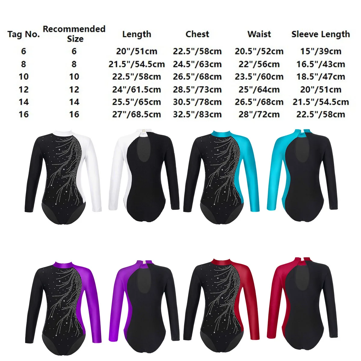 Sequins Gymnastics Leotard for Kids Girls Long Sleeve Hollow Out Ballet Dance Leotard Competition Ice Skating Bodysuit Jumpsuit