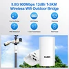 KuWFi 5.8G 900Mbps CPE Bridge Outdoor Waterproof Wireless WiFi Bridge AP Repeater Router PTP Up to 1-3KM with WAN LAN 24V POE 2