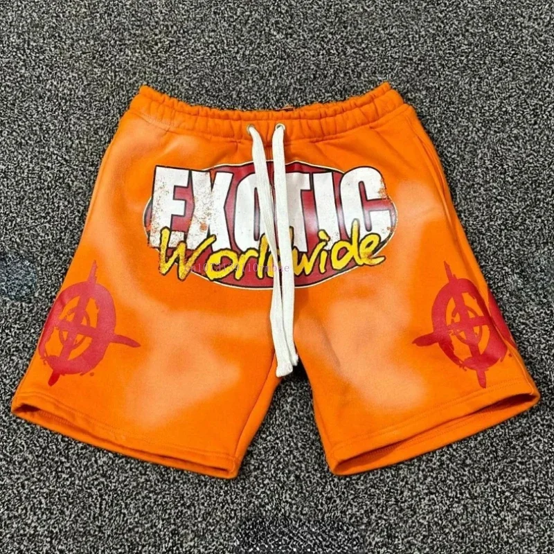 Retro Pattern Printing Cotton Shorts Y2k Summer New Ins Tide Five Pants Men and Women American Loose Street Style Couple Shorts