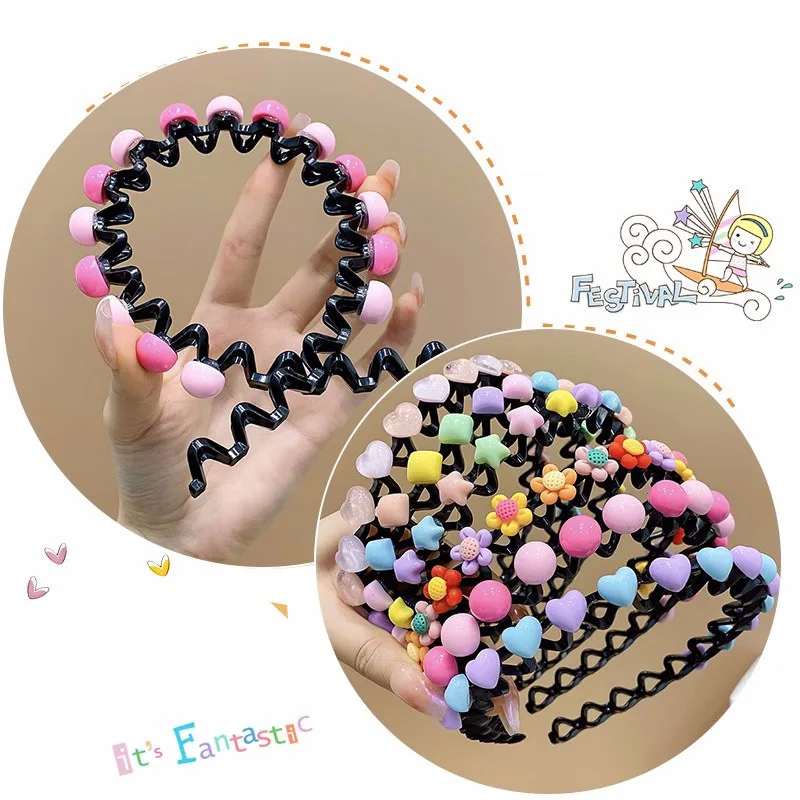 Cute Colorful Flower Round Star Heart Wave Metal Hairband For Girls Lovely Hair Decorate Headband Kids Sweet Hair Accessories