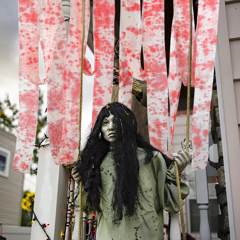 

5m Halloween DIY Bloody Gauze Cloth Scary Blood Bandage Ghost Festival Tree Door Hanging Decor Halloween Party Haunted Supplies