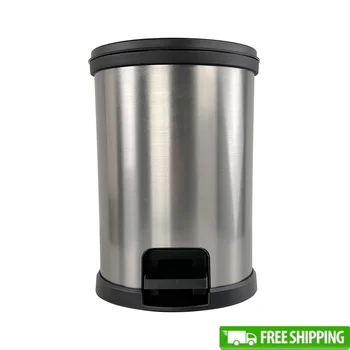 Round 1.5 Gallon Plastic Step Trash Can Touchless Wastebasket Bathroom Office Indoor Use 1