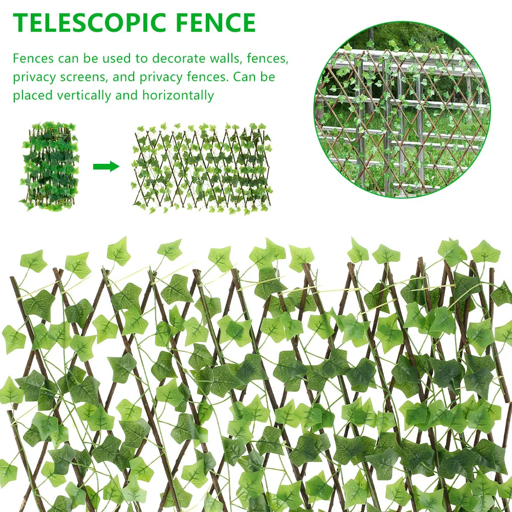Artificial Ivy Leaf Privacy Fence Wood Expanding Trellis