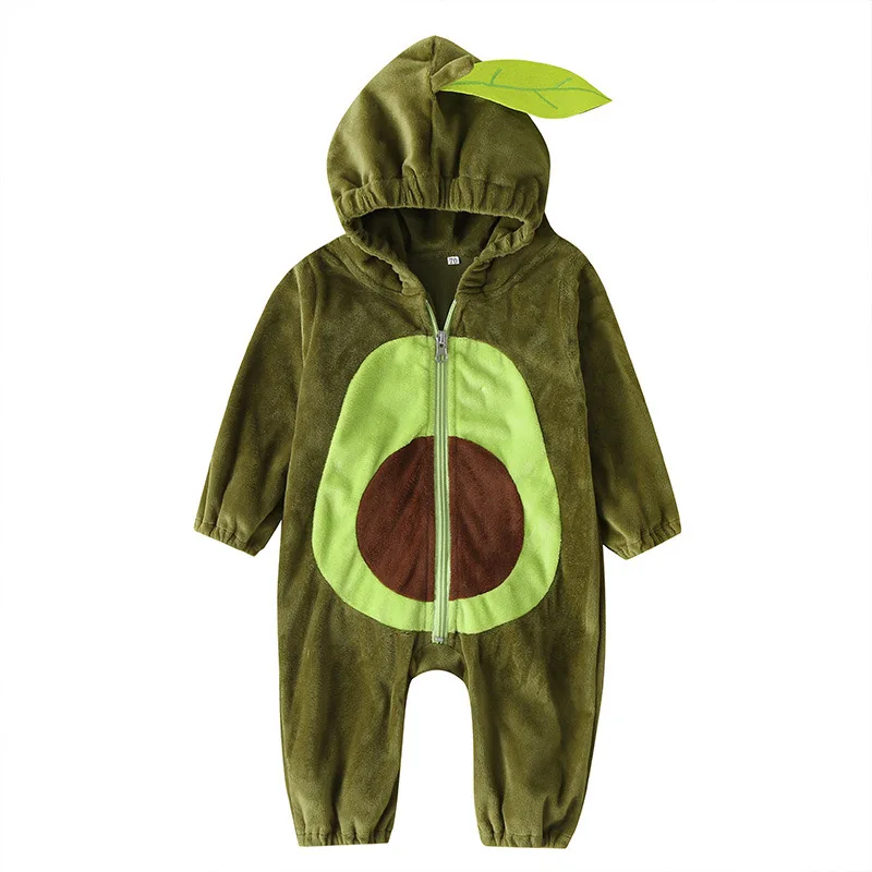 

0-24M Baby Girl Boy Avocado Costume Newborn Toddler Fashion Sleeveless Hooed Bodysuit Romper Halloween Fancy Dress with Stocking