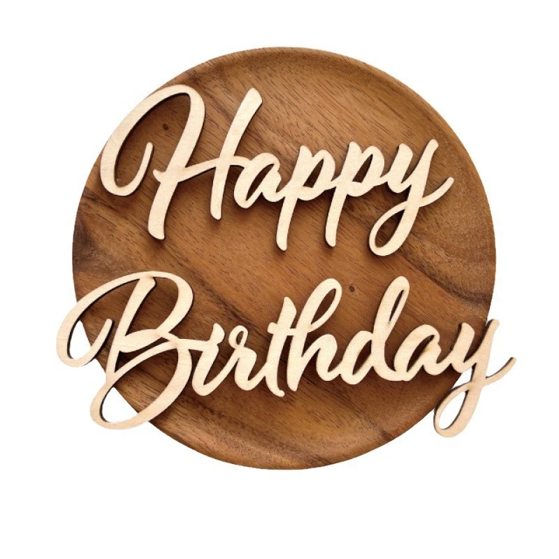Wooden Birthday Sign Happy Letter Sign Cutout Hanging Emblems Decor Background Props Wall DIY Dining Room Party