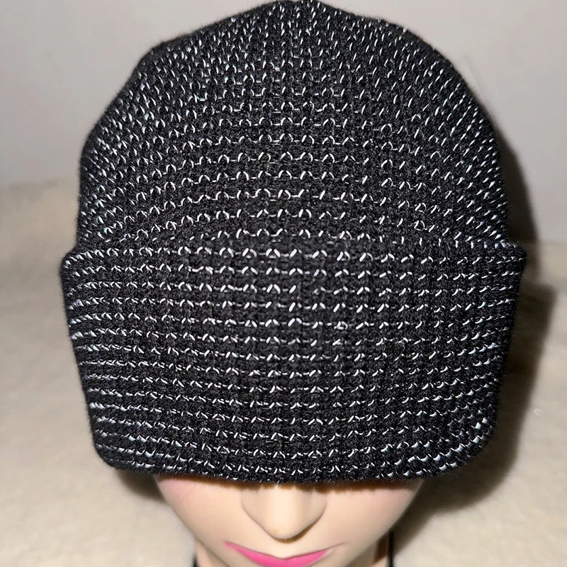 2024 New Reflective Knitted Hats Magical High Visibility Winter Warm Caps Women Men Bonnet Beanie Hat for Night Running Walking 3