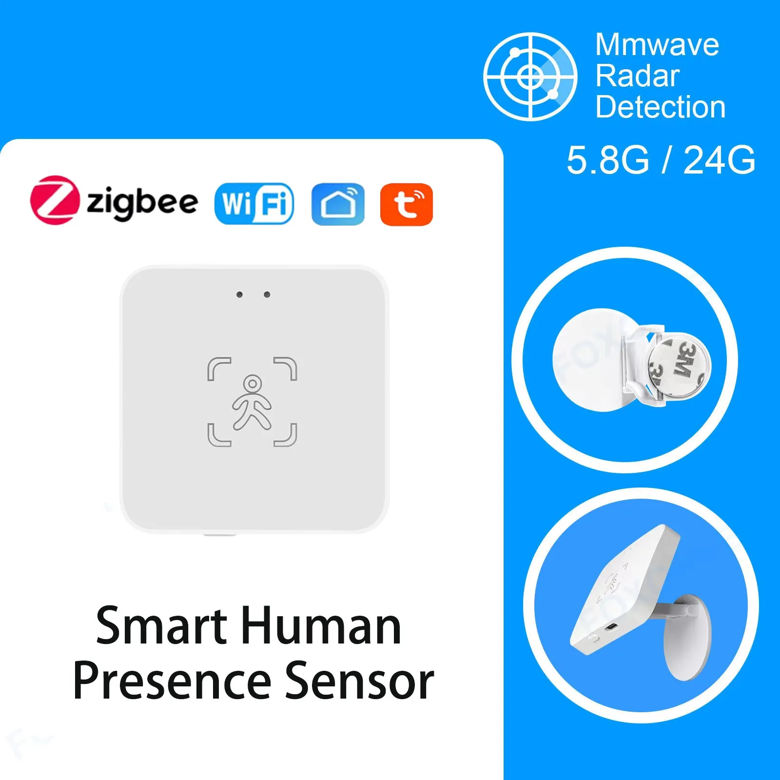 WiFi / Zigbee 스마트 인간 존재 센서, 휘도/거리 감지, Tuya 스마트 라이프 홈 오토메이션, Z2M Alexa, Google용