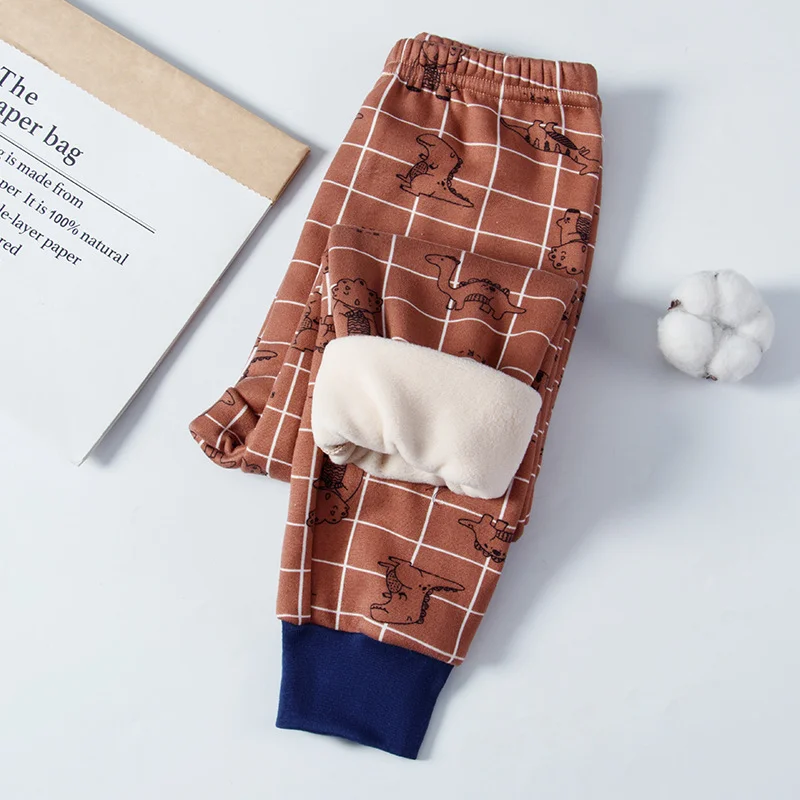 Niños Otoño Invierno polar grueso otoño pantalones bebé pantimedias a prueba de viento cálido niños niñas dibujos animados pantalones individuales dormir
