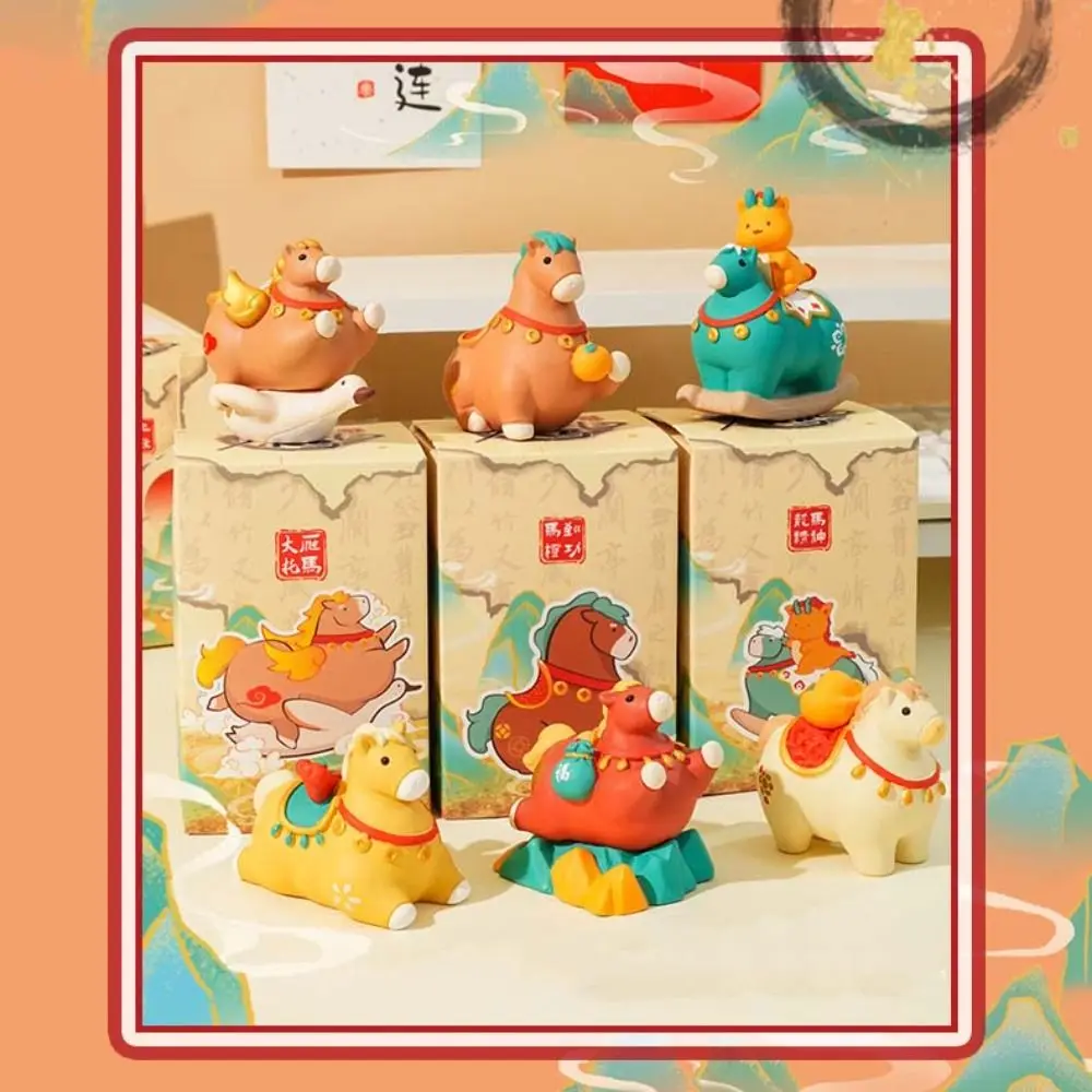 Kawaii Cute Pony Ornament Resin Horse Mascot Zodiac Horse Figurines Desktop Ornament New Year Gift Horse Year Dolls 2026