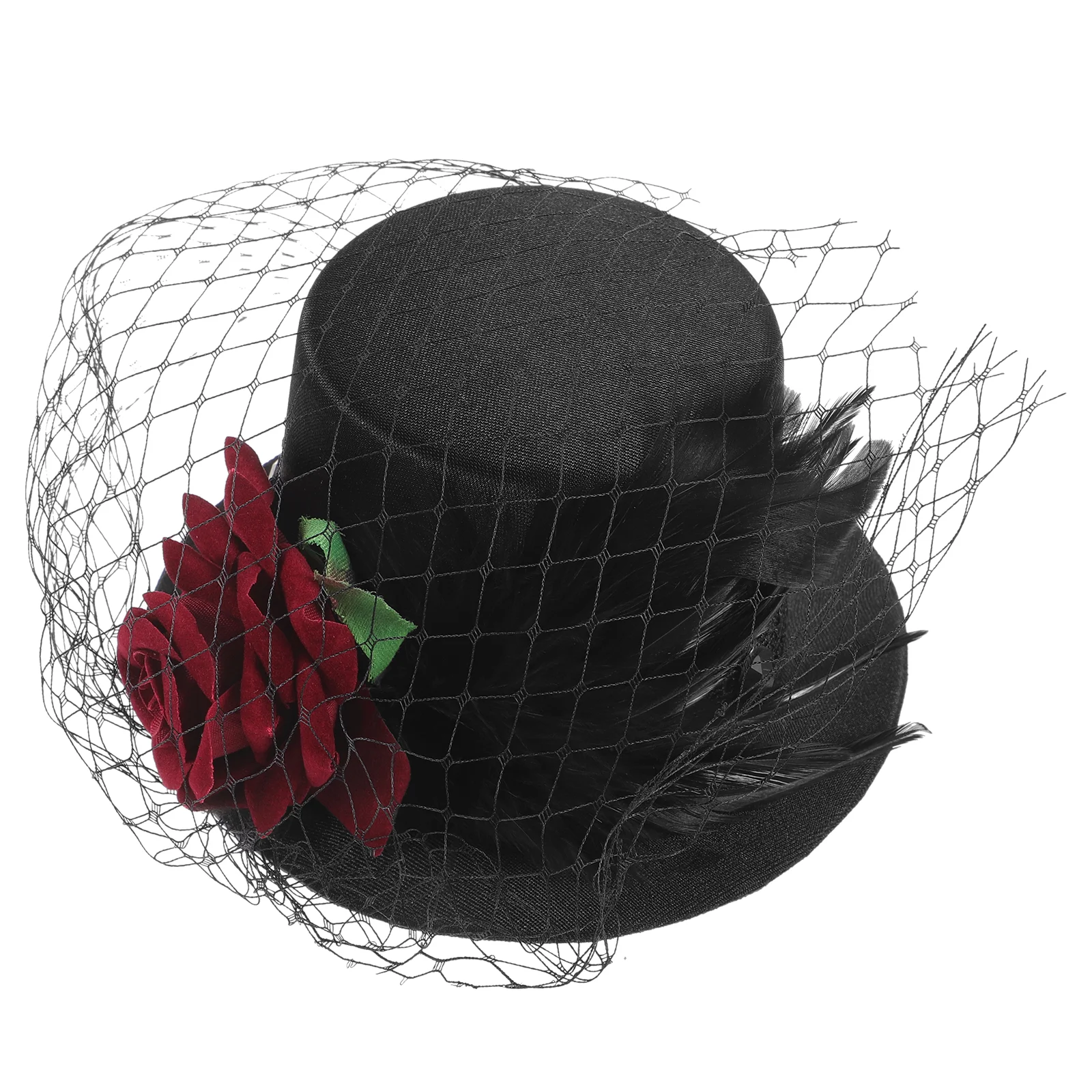 

The Flowers Women's Black Headband 1920s Flapper Fascinator Mesh Veil Womens Hat