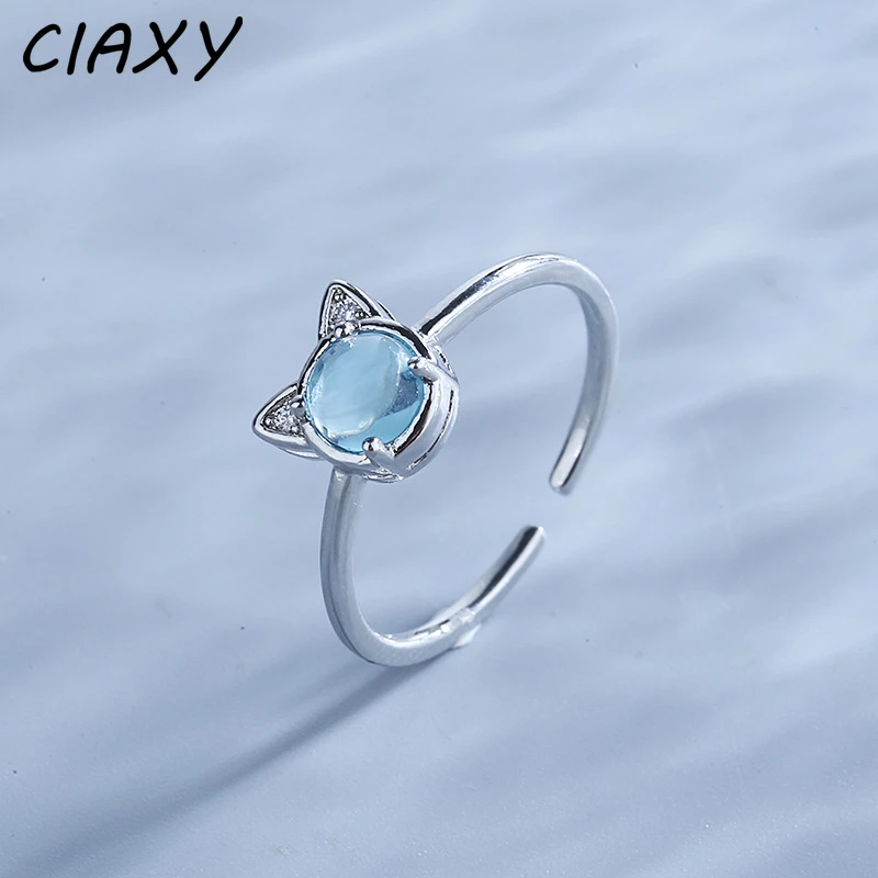 Lam ide Premier Silver Ring Cat Eye Stone | Cat Eye Stone Ring Jewelry | Blue Cats Eye  Stone Ring - Rings - Aliexpress
