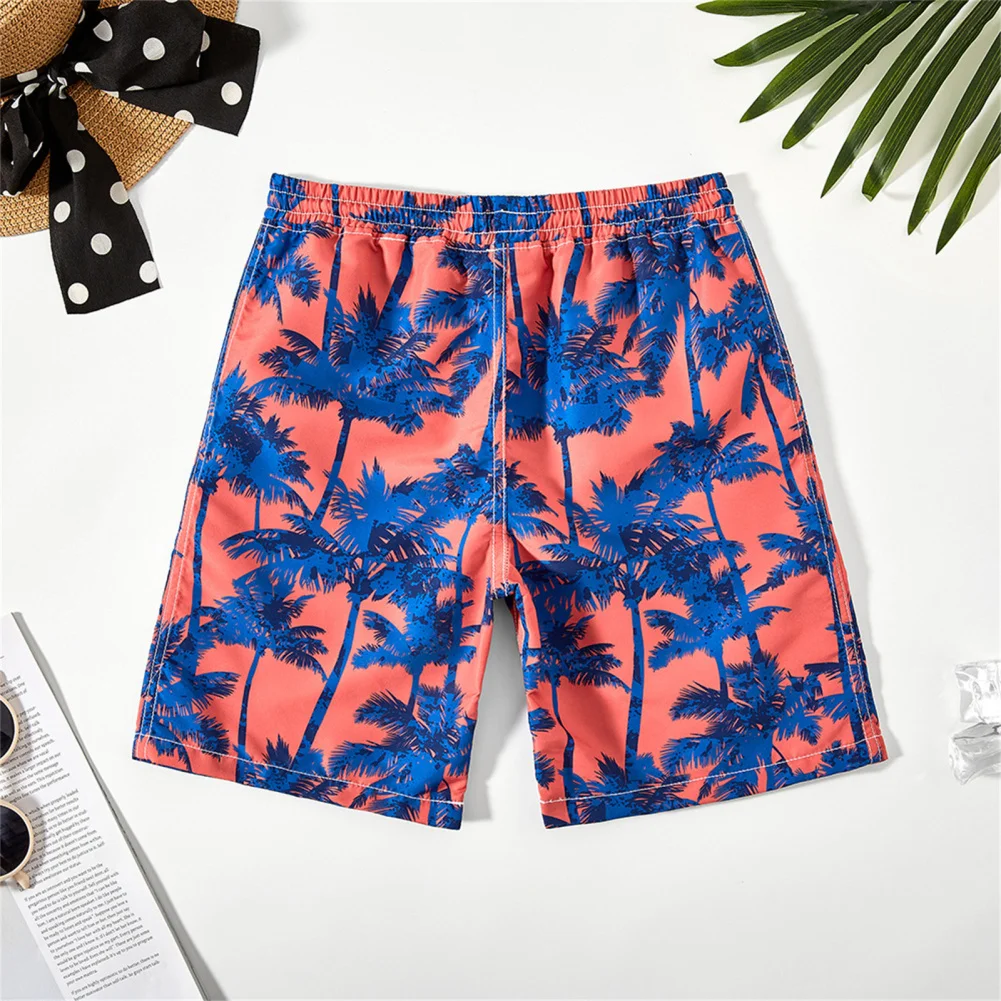 Kids Boy Swimming Short Pants Sunproof Trees Printing Shorts Swim Trunks For Summer Outdoor Beach Training