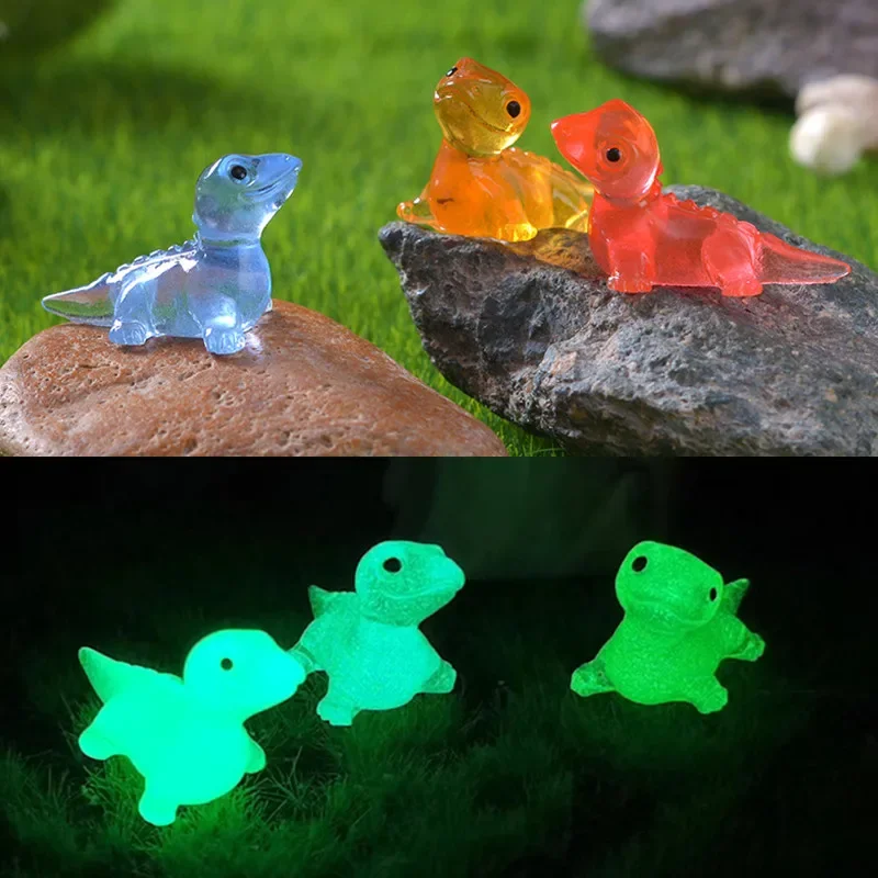 Mini lagartos piezas que brillan en la oscuridad, Vivarium de lagarto, accesorios de bricolaje, figuritas de imitación, decoración de jardín de hadas, animales Kawaii, 6 uds.