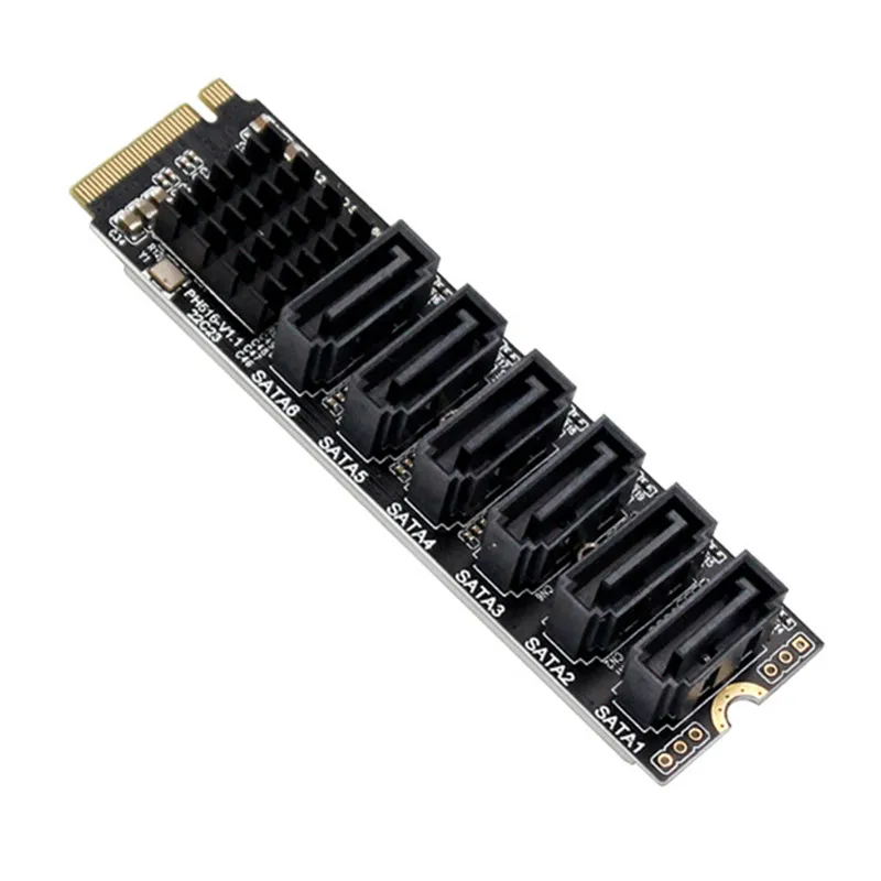 M.2 Nvme M-Key Pcie 3.0 A Sata 6Gbps Scheda Di Espansione A 6 Porte Nas Synology Hard Disk Extended Pci-E Adapter Riser Asm1166 Pm