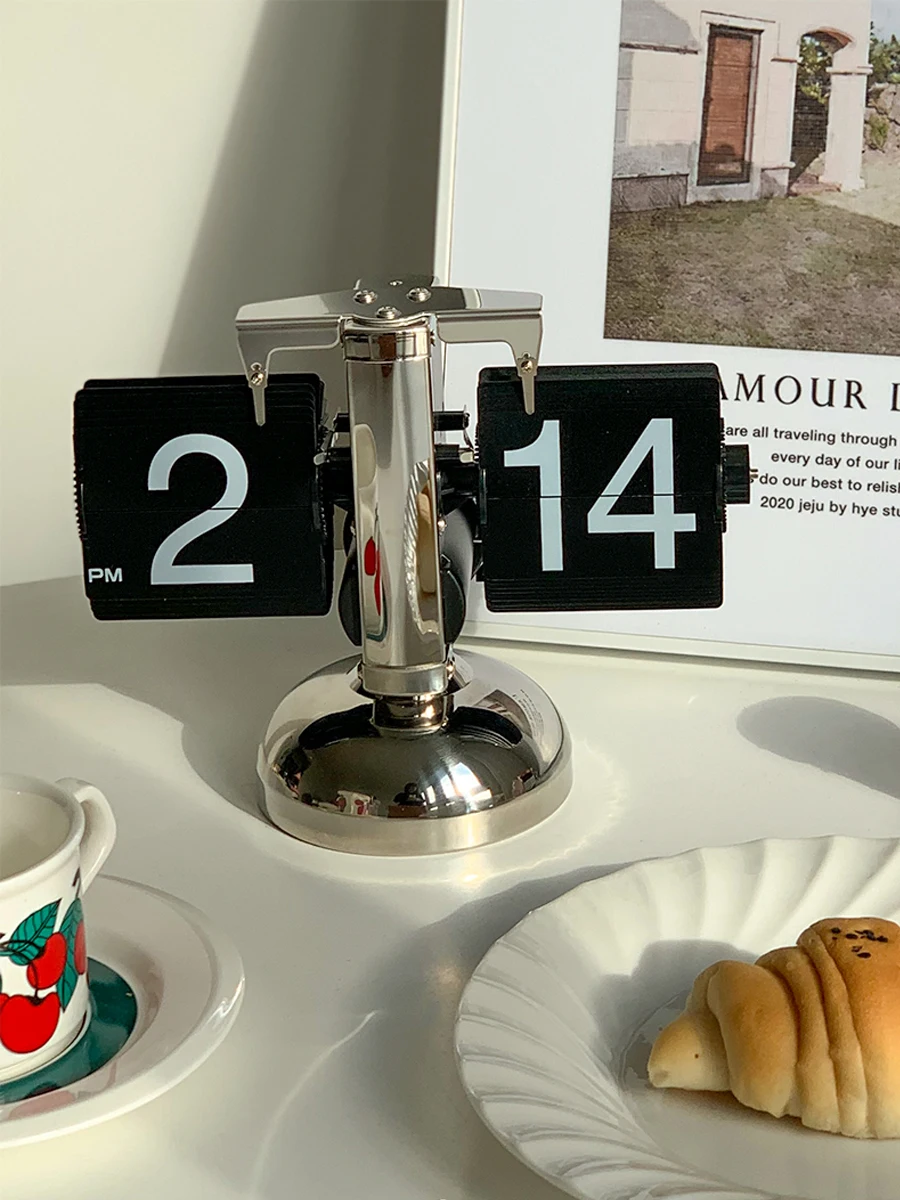 3d Flip Over Clock Vintage Wall Digital Clock Autopage Stainless Steel