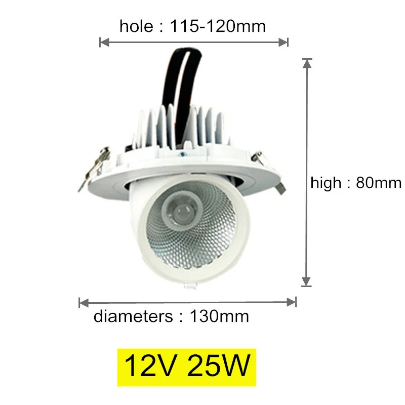 360 angles adjustable 12V 24V 10W 15W 25W LED Panel Light COB Rotation Recessed Ceiling Downlight led panel ceiling lights