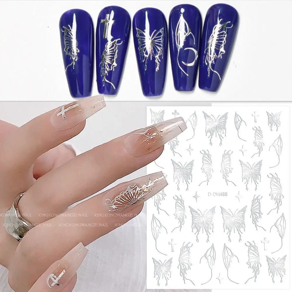 

3D Laser Butterfly Stickers For Nails DIY Gilding Slider Wraps Adheisve Nail Art Stickers Decals Manicure Charms