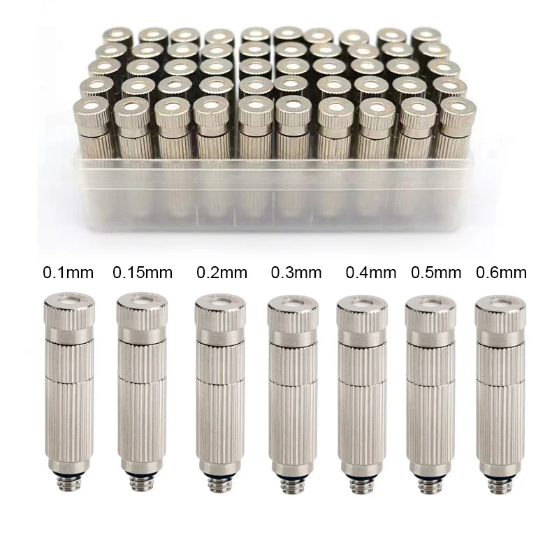 100pcs 3/16 Thread High Pressure Mist Nozzle with Filter Anti Drip Fogging Sprinkler Garden Agriculture Cooling Humidfy Fittings 2