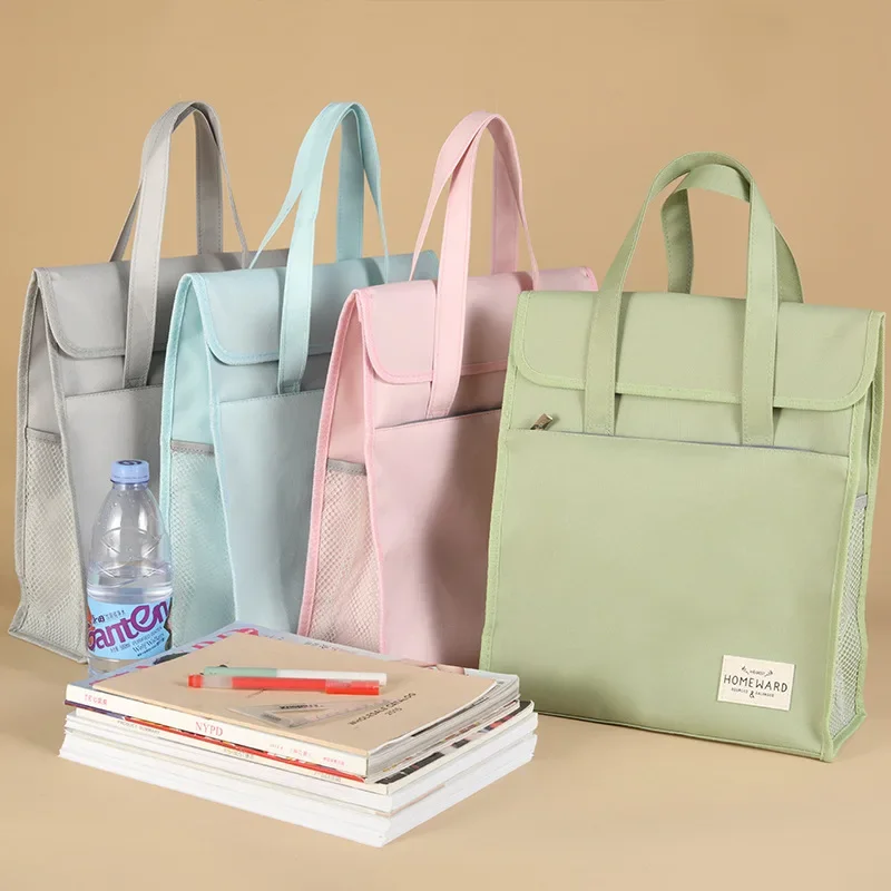 학생용 간단한 휴대용 학교 핸드백, 대용량 A4 책 보관, 공부 가방, 옥스포드..