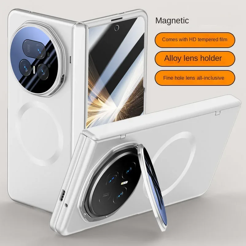 Luxury Wireless Charging Rugged Protective Case with HD Tempered Glass Screen Film and Lens Bracket