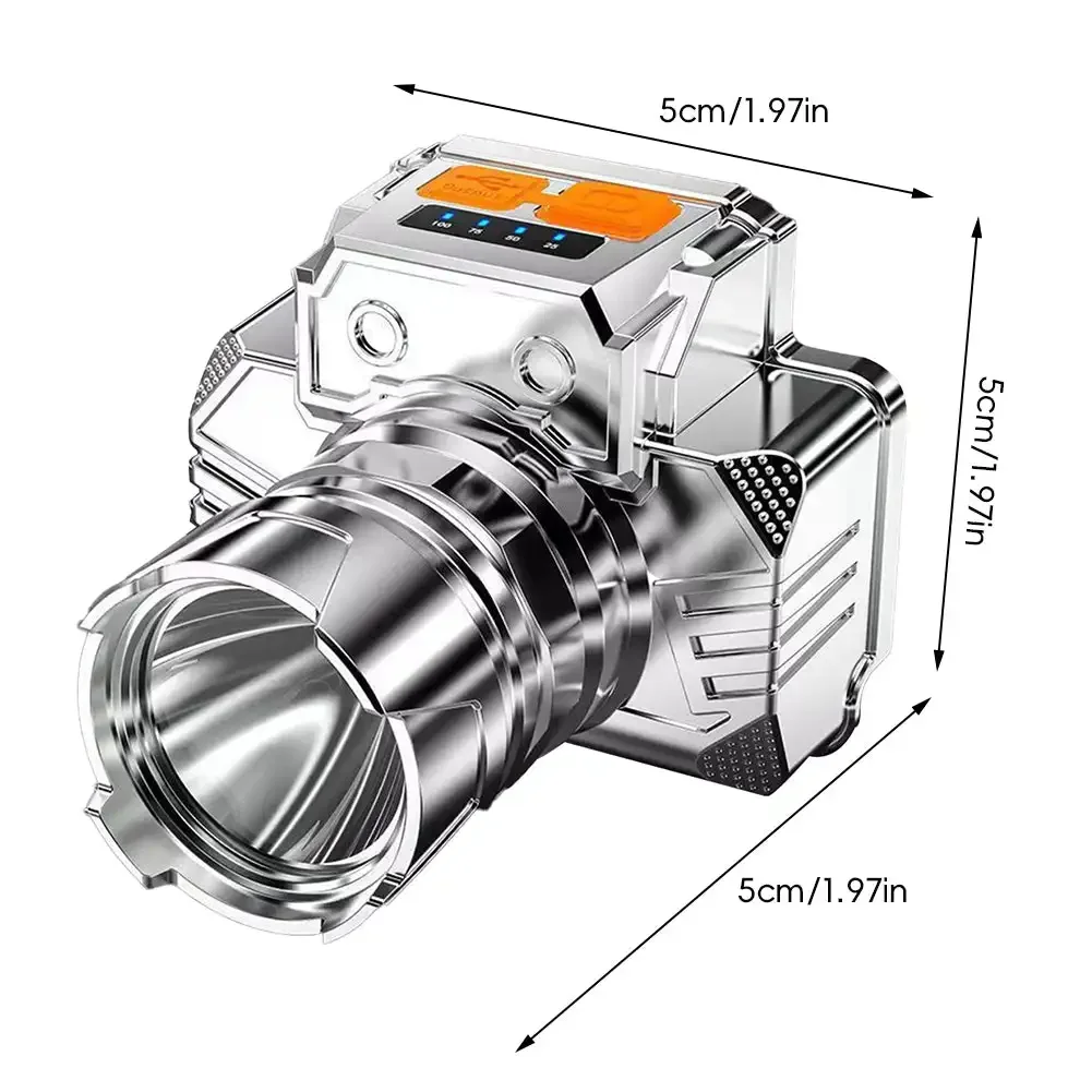 Outdoor Fishing Headlight Flashlight LED Super Bright USB Rechargeable Headlamp Waterproof Display Camping Adventure Flashlight