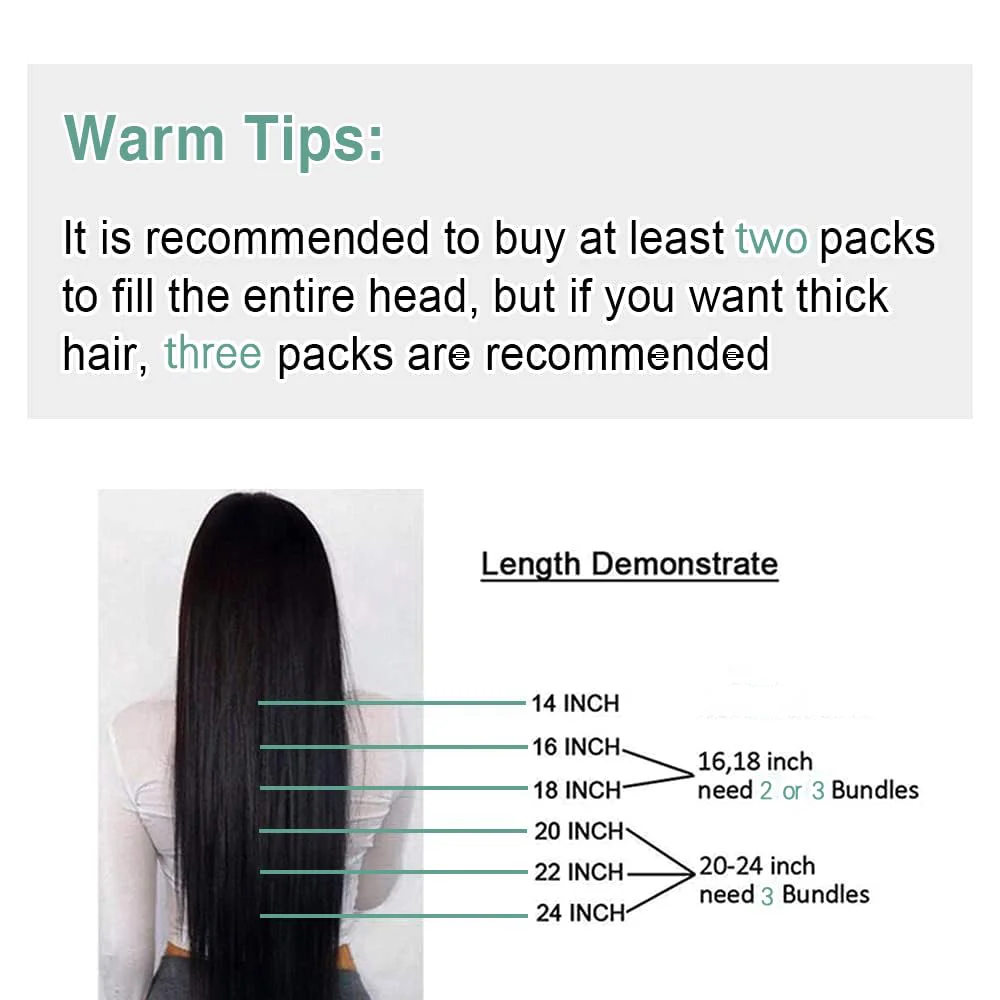 Clip In Hair Extension Human Hair Seamless Full Head Brazilian Straight Natural Human Clip In Extensions Women 8Pcs/Set hair extensions