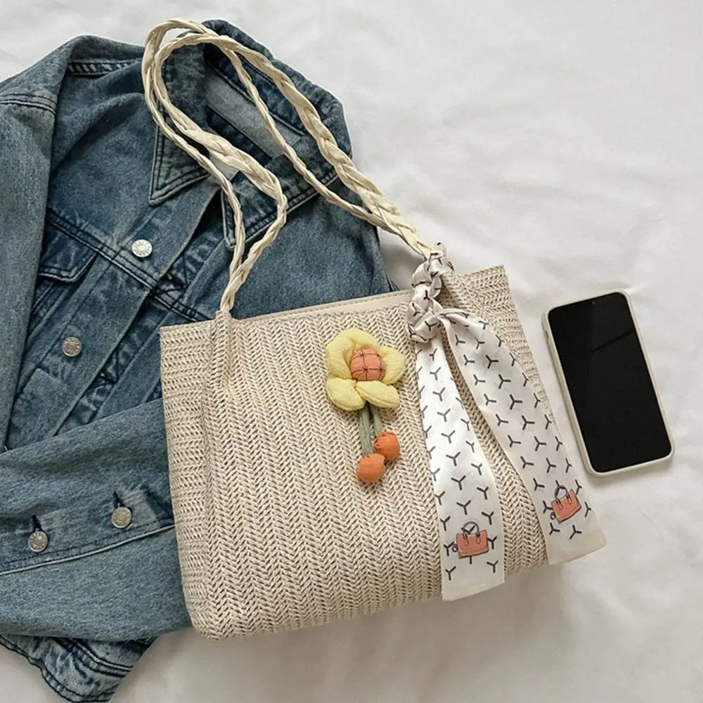 

Straw Woven Shoulder Bag New High Capacity Hemp Leisure Woman's Tote Bag Casual Handbag