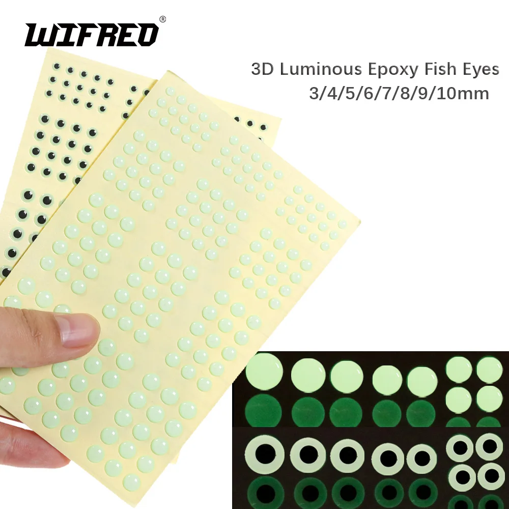 Wifreo 69/183Pcs Luminoso 3D Epoxy Fish Eyes 3D Glow In Dark Lure Eyes Per Streamer Mosche Saltwater Jig Bait Making Material