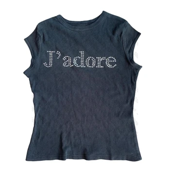 Top da donna Y2k 2000s Top Kpop Goth T Shirt per donna Emo abbigliamento donna anni '90 abbigliamento Vintage estetico Star Girl Y2k Crop 1