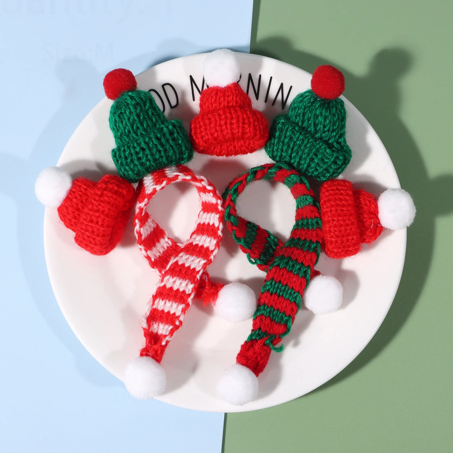 Description Picture 2 of item5-10pcs Knitting Mini Hats Scarf Doll Clothes Accessories DIY Crafts Christmas Party Ornament Decoration Wine Bottle Decors