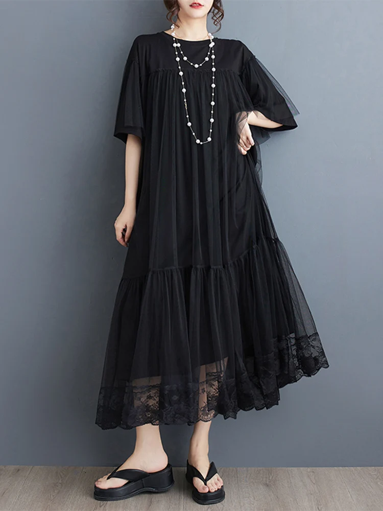 【美品】AMERI MEDI PATCHWORK CLOTH DRESS　黒　M Ameri（アメリ）の「MEDI PATCHWORK CLOTH DRESS（ワンピース