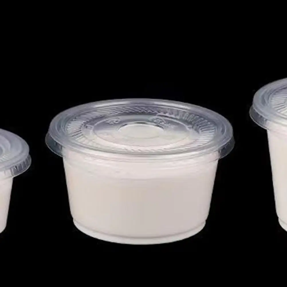 50 Pcs Disposable Pudding Cup Package Bowl Dessert Ice Cream Plastic Bowls Cake with Lid Container Cups