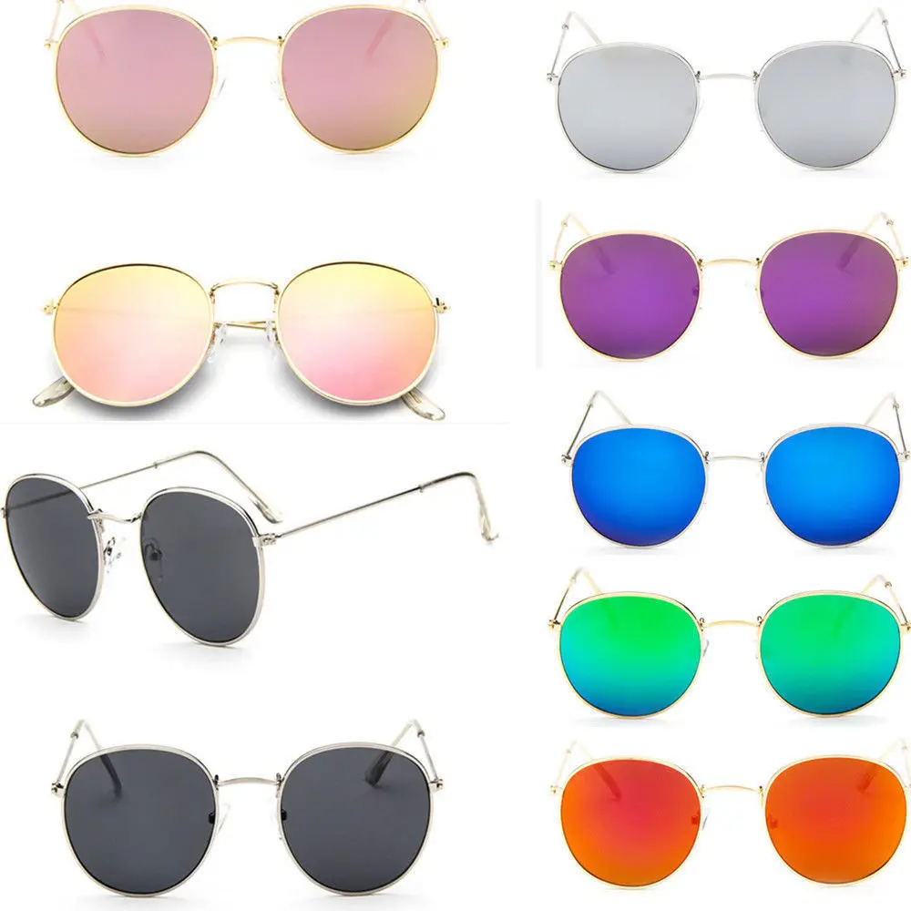 Small size Rose Gold Round Sunglasses Women Fashion Brand Designer Metal Frame Vintage Mirror Sun Retro Glasses Female UV400
