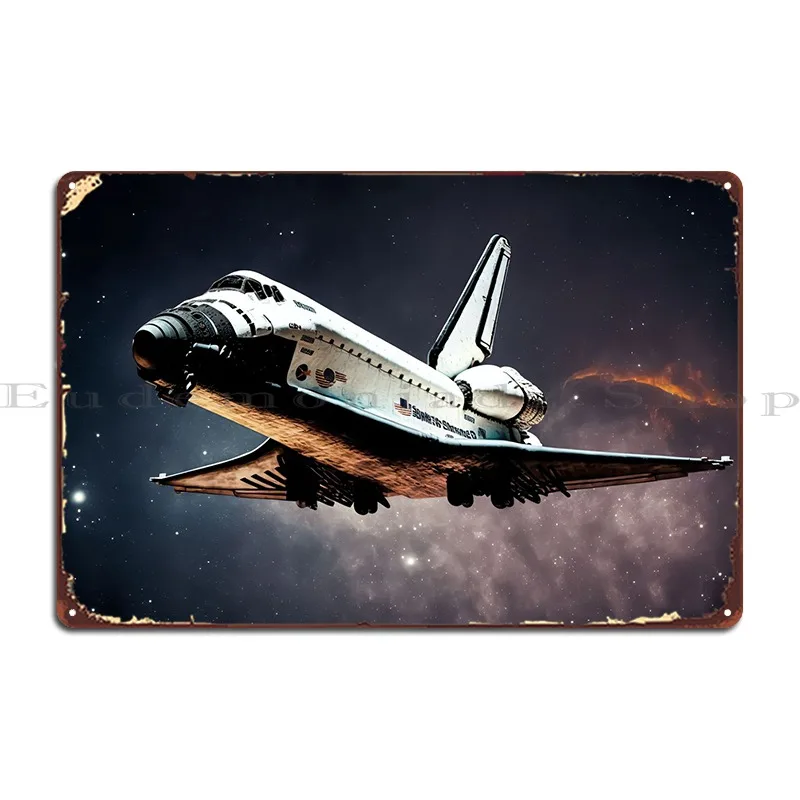 Space Shuttle Metal Sign Wall Decor Print Cinema Vintage Design Tin Sign Poster