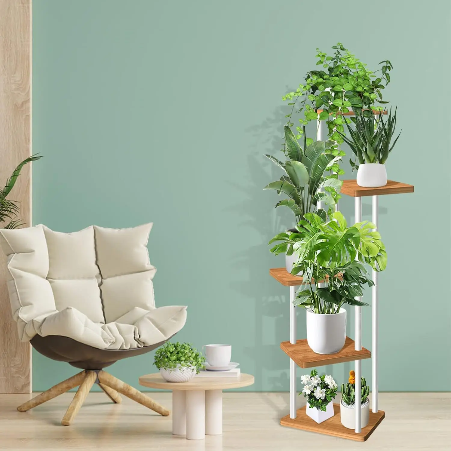 Plant Stand 5 Tier Indoor Metal Flower Shelf Multiple Plants Corner Tall Flower Holders for Patio , Black (5 Tier-Black)