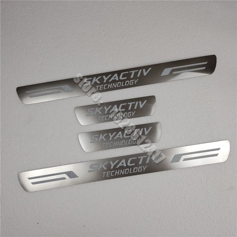 stainless steel sill Scuff Plate/Door Sill Car styling Accessories Sticker For Mazda 6 Mazda 3 Axela