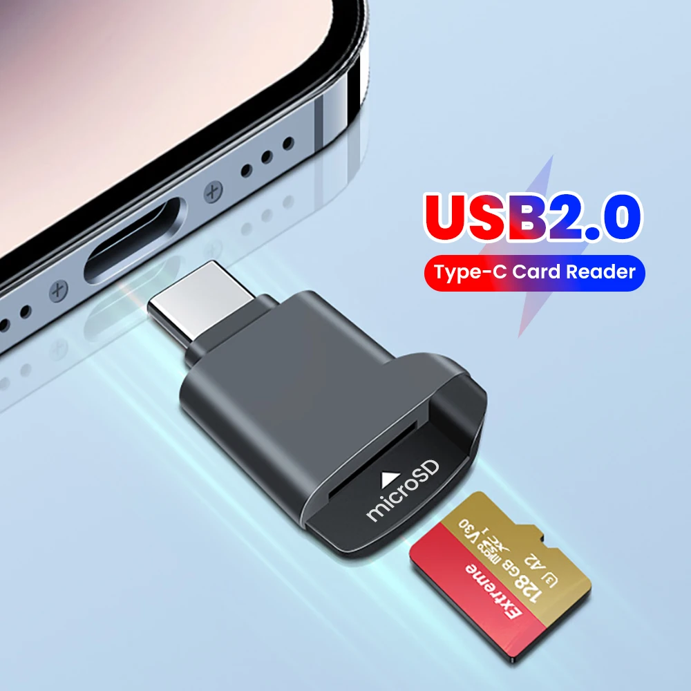 미니 타입 C 카드 리더, 타입 C to TF 메모리 카드 리더, USB2.0 고속 카드 리더 (PC, 노트북, 아이폰17, 16, 삼성용)