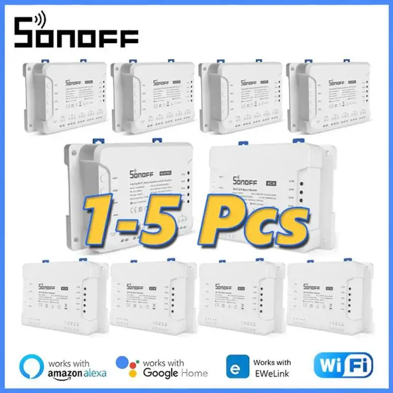 

1-5PCS SONOFF 4CH R3/ 4CH PRO R3 4 Gang WiFi Smart Switch Module eWeLink APP Interlock Inching Control Via Alexa Google Home